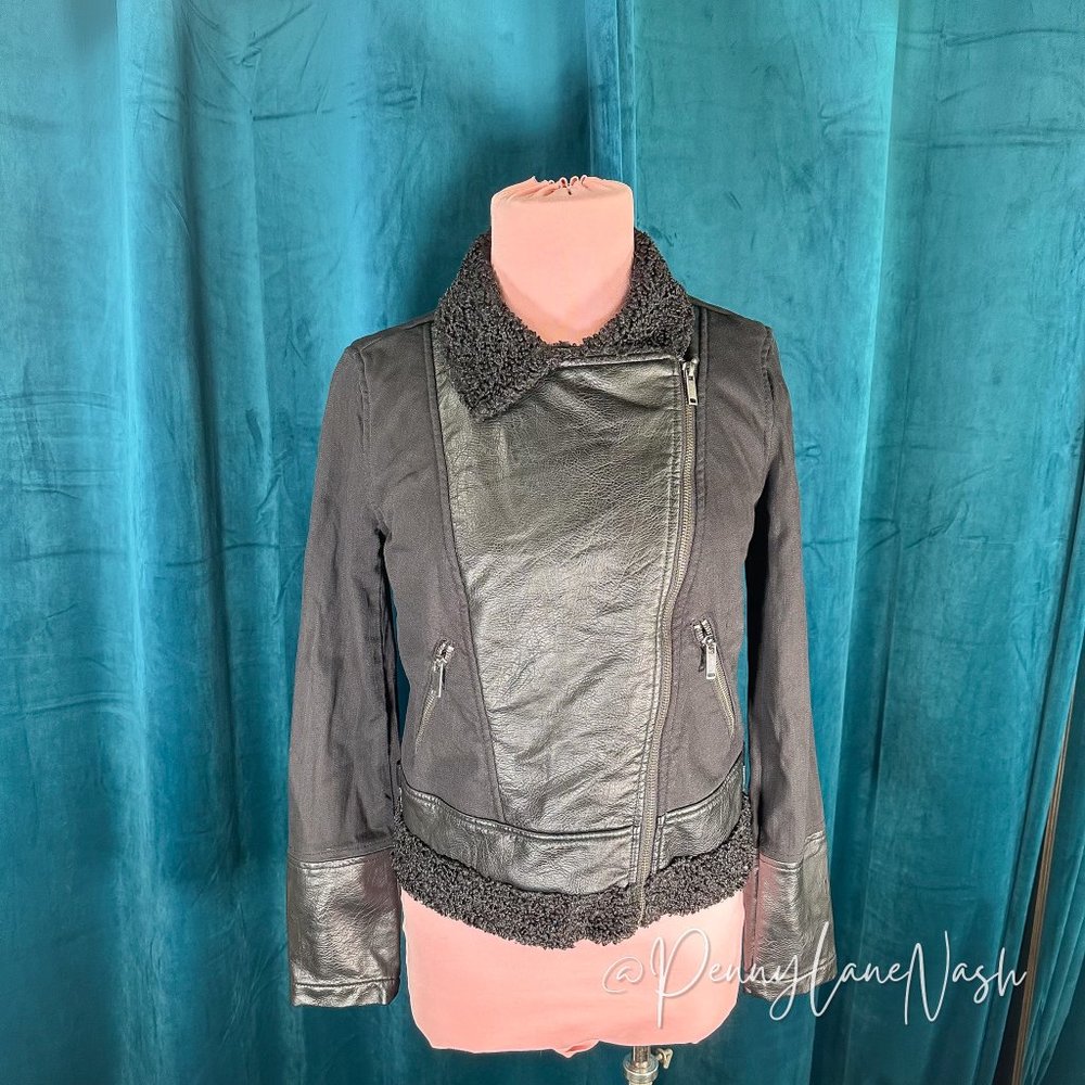 Rock & Republic Mixed Media Moto Jacket Black - Picture 4 of 14